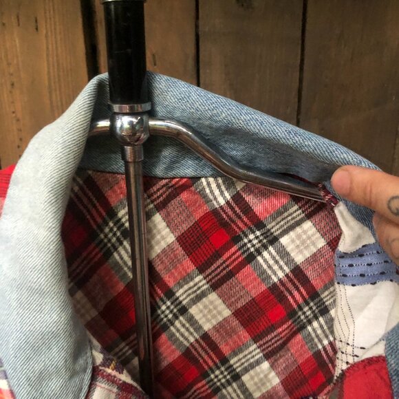 Vintage Handmade Patchwork Top , Tie Up Plaid Top Size Small - Picture 9 of 10